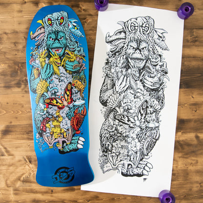 Santa Cruz Godzilla Kaiju Roskopp Skateboard Deck 10,125"