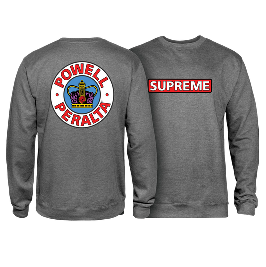 Powell Peralta Supreme Midweight Crewneck Sweatshirt - Gunmetal