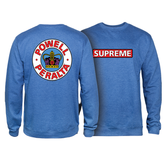 Powell Peralta Supreme Midweight Crewneck Sweatshirt - Royal Heather