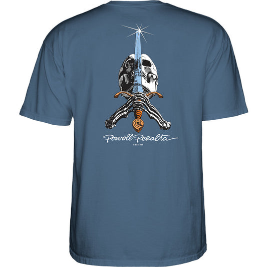 Powell Peralta Skull & Sword T-Shirt - Indigo Blue