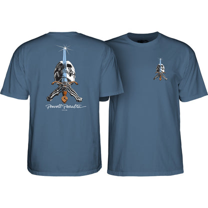 Powell Peralta Skull & Sword T-Shirt - Indigo Blue