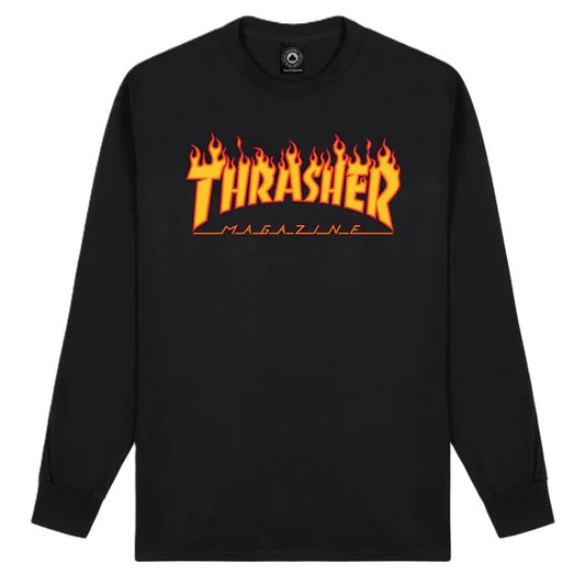 Longsleeve Thrasher Flame Logo Black