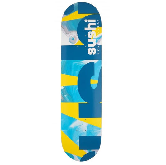 Sushi Spectrum Logo Yellow Teal Skateboard Deck 8.0"