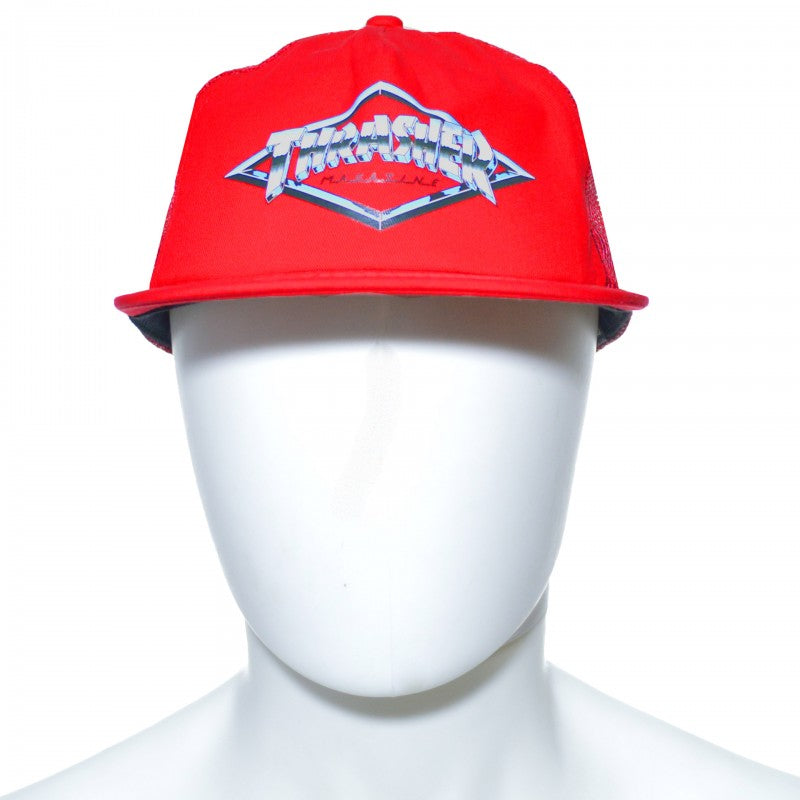 Boné Thrasher Diamond Emblem Trucker - Vermelho