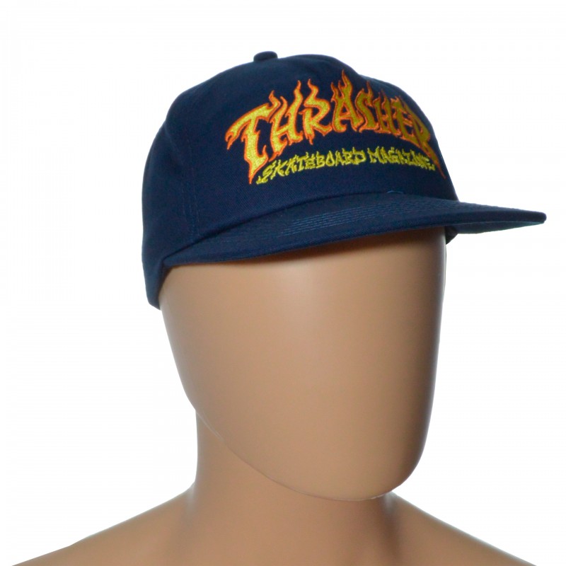 Thrasher Fire Logo Cap - Navy