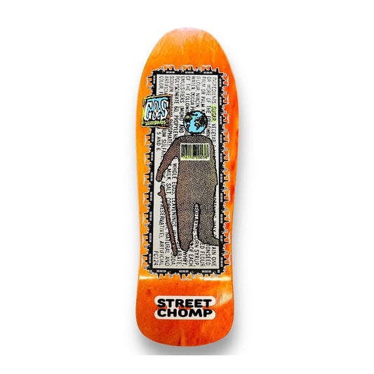 Gordon and Smith 1990 Street Chomp 2 Orange Skateboard Deck 10.0"