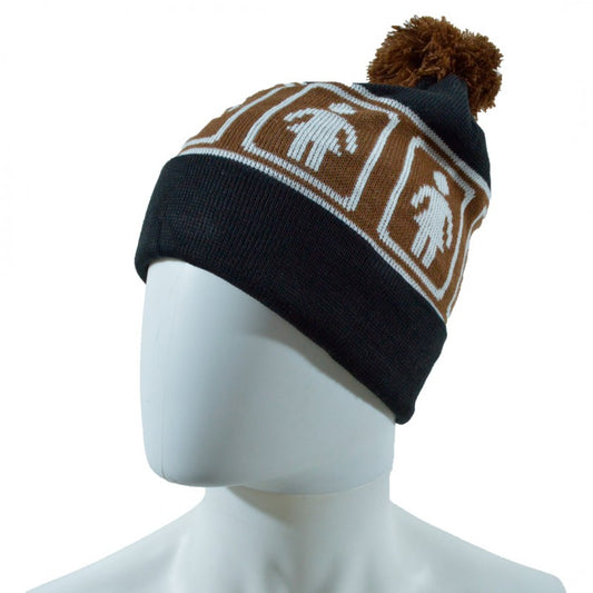 Beanie Girl Og Pom Black Brown