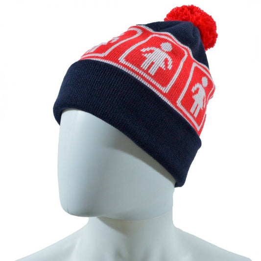 Beanie Girl Og Pom Navy Red