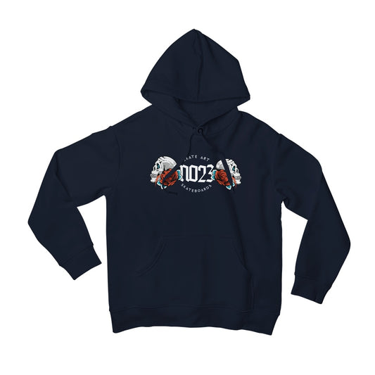 NO23 Skate, Skulls &amp; Roses Hoodie Navy Blue