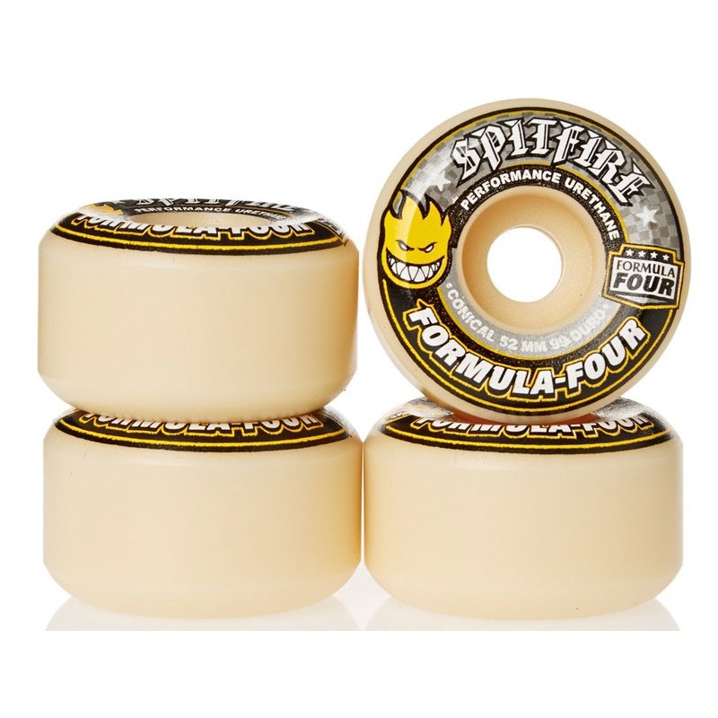 Spitfire Formula Four Conical Yellow Print Wheels - 52mm 99DU