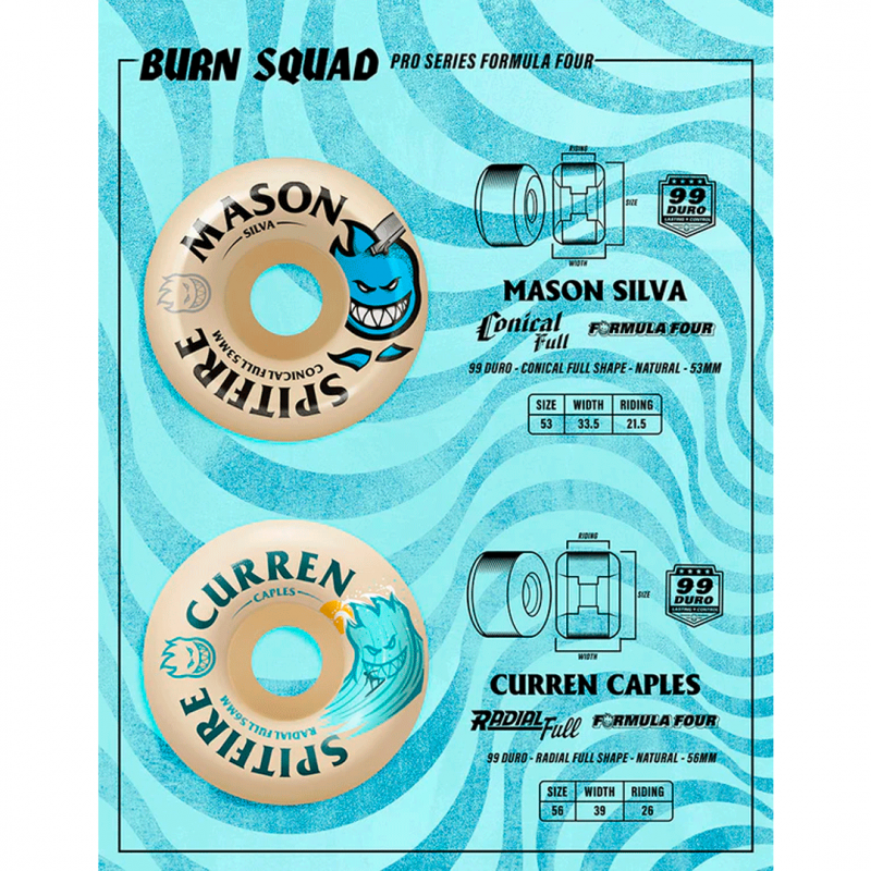 Spitfire Formula Four Curren Caples Burn Squad Radial Full Wheels - 56mm 99DU