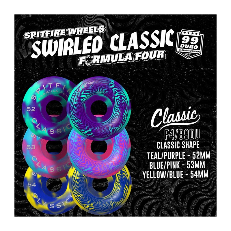 Spitfire Formula Four Swirled Classic Teal Purple 52mm 99DU Wheels