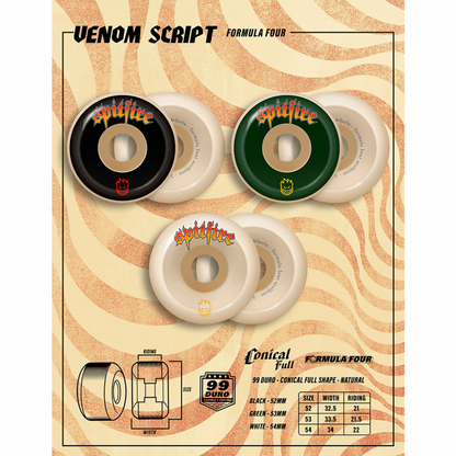 Rodas Spitfire Formula Four Venom Script Conical Full - 53mm 99DU