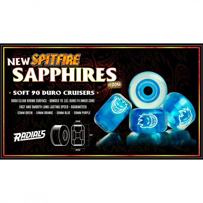 Spitfire Radials Sapphire Clear Purple Wheels - 58mm 90DU