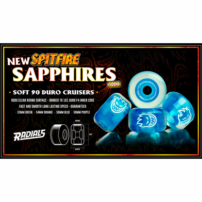 Spitfire Radials Sapphire Clear Purple Wheels - 58mm 90DU