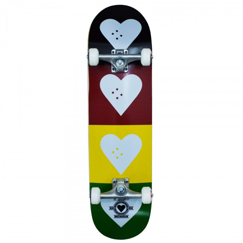 Heart Supply Quad Logo Red Gold Green Complete Skateboard 8.25"