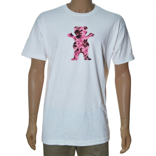 T-Shirt Grizzly Watercolor Floral Branco