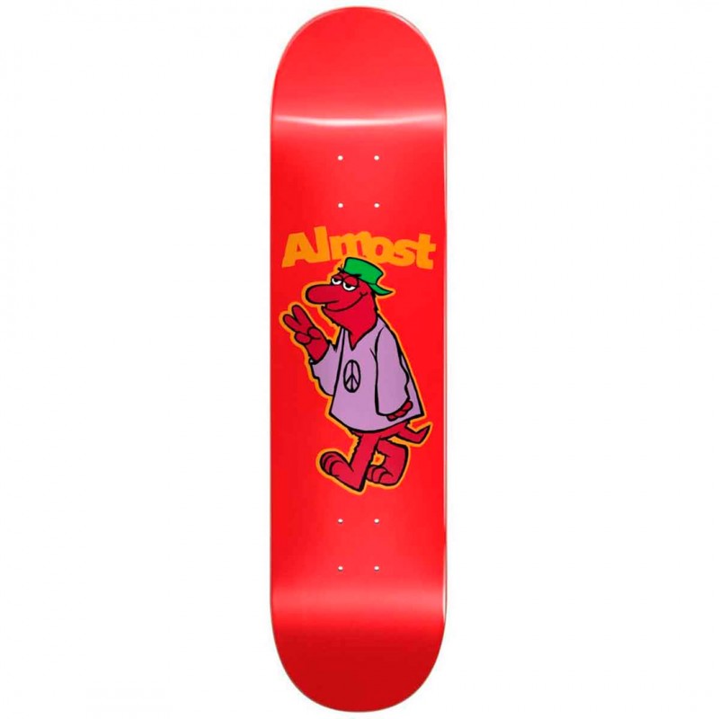 Almost Peace Out Red Skateboard Deck 8.125"