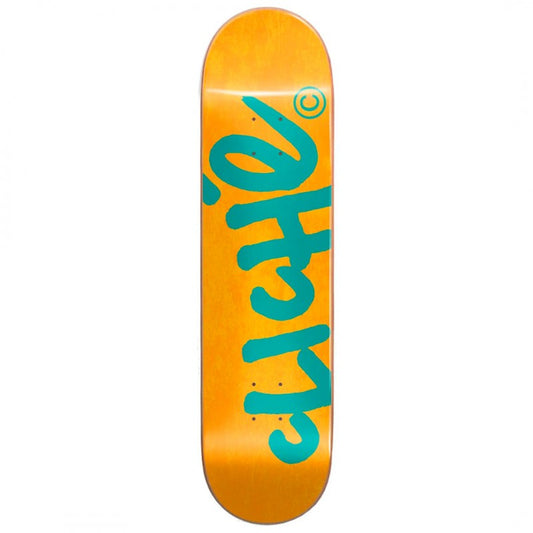 Cliché Handwritten Orange Teal Skateboard Deck 8.0"