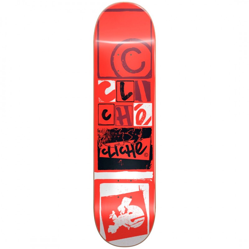 Cliché Letter Press Red Skateboard Deck 8.25"