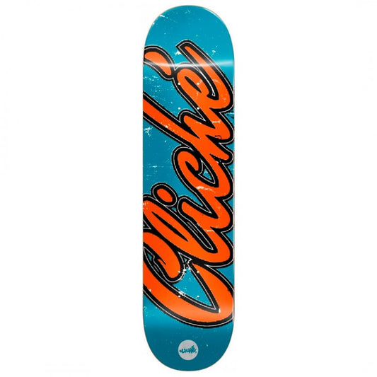 Cliché Old Logo Blue Orange Skateboard Deck 8.0"