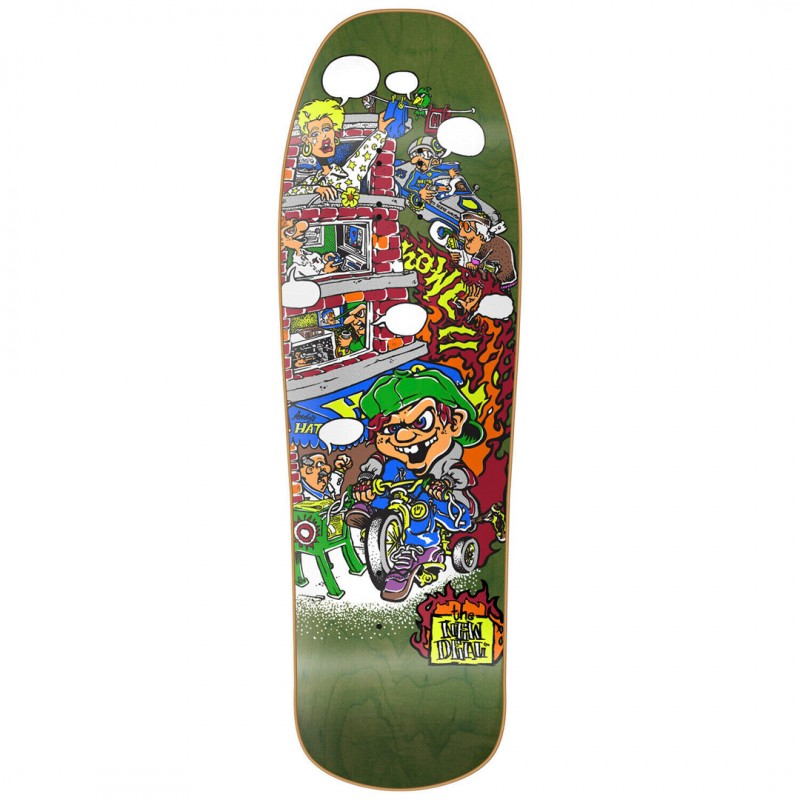 New Deal Andy Howell Tricycle Kid Green Skateboard Deck 9.625"