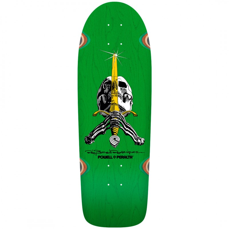 Powell Peralta OG Ray Rodriguez Skull &amp; Sword Green Stain Skateboard Deck 10"