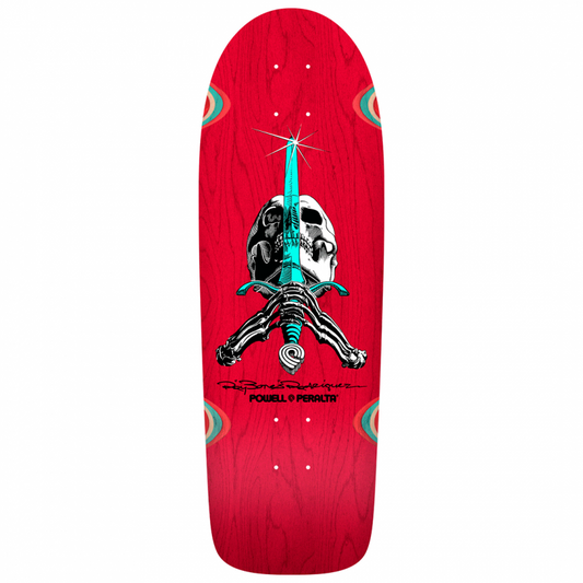Powell Peralta OG Ray Rodriguez Skull & Sword Red Stain Skateboard Deck 10"