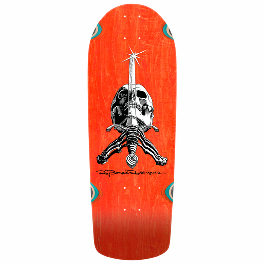Powell Peralta OG Snub Ray Rodriguez Skull & Sword Orange Stain Skateboard Deck 10"