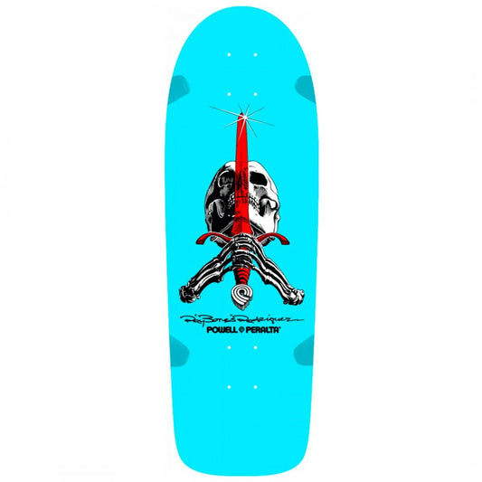 Powell Peralta Ray Rodriguez OG Skull and Sword Light Blue Skateboard Deck 10"