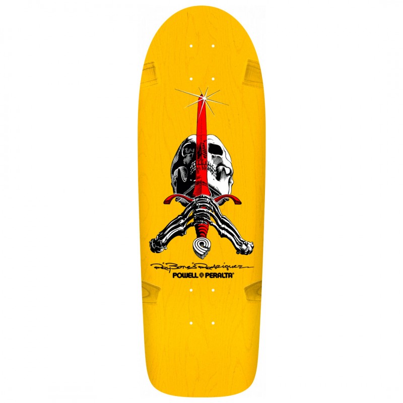 Powell Peralta Ray Rodriguez OG Skull and Sword Yellow Skateboard Deck 10"