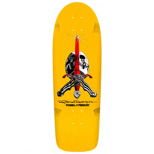 Powell Peralta Ray Rodriguez OG Skull and Sword Yellow Skateboard Deck 10"