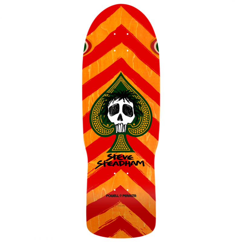 Powell Peralta Steve Steadham Skull & Spade Orange Stain Skateboard Deck 10"