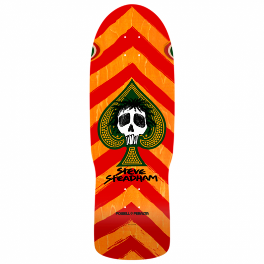 Powell Peralta Steve Steadham Skull & Spade Orange Stain Skateboard Deck 10"
